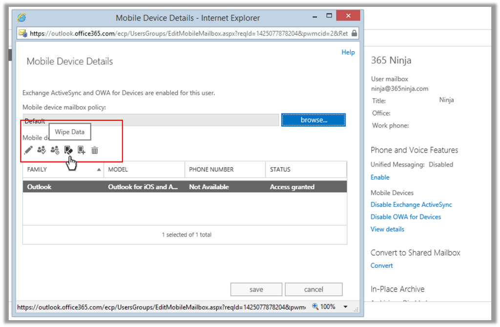 Remotely Wipe an Office 365 Device, Whether You're an Admin or Not