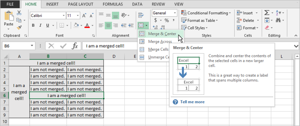 how to merge and center in excel 2013