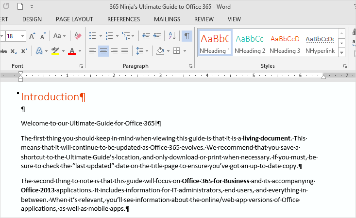 how to display formatting marks in word 2013