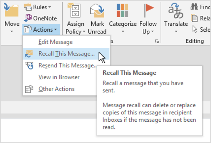 How To Recall A Message In Outlook 2015 Bropowen