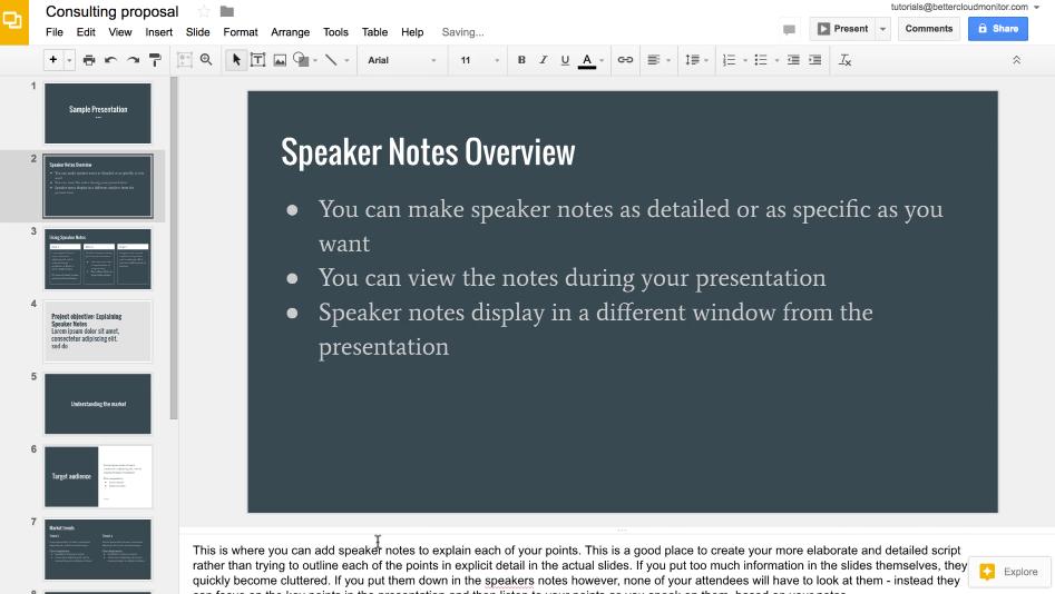 slide presentation speaker notes